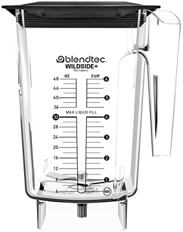 Blendtec Wildside+ Jar de 3 quart, Jar com liquidificador de grau profissional/comercial, tampa macia, sem BPA, clara