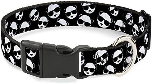 Fivela de 8-12 Multi panda com óculos de sol colar de clipe de plástico preto/branco, meio estreito
