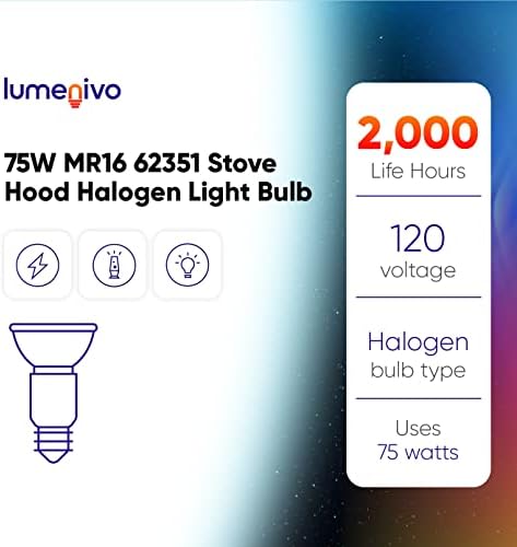 Substituição de lâmpada de halogênio de 75W para Dacor Parte 62351 92348 Luzes de capuz de alcance por Lumenivo - 120V MR16 FOVE