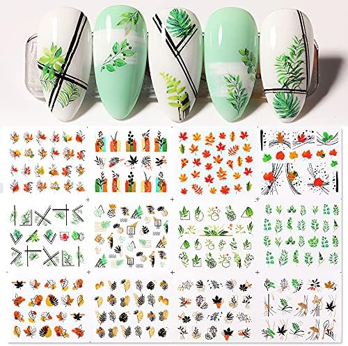 Adesivos abstratos de arte unhas para mulheres 48 lençóis Decalques de unhas Decalques de água Flores de água Linha