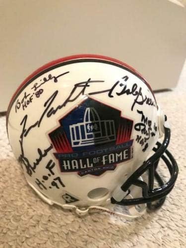 NFL HOF Mini capacete assinado à mão+COA assinado por 11 Baugh+Bednarik+Shula+8 - Mini Capacetes Autografados da NFL