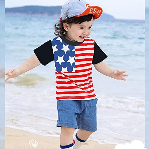 4 de julho Camiseta infantil menina menina quarta estrela American Flag EUA