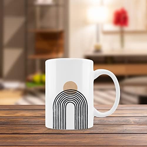Copa da caneca boho, abstrato minimalista boho line linha arco-íris caneca de cerâmica-11oz copo de chá de chá de leite, decoração