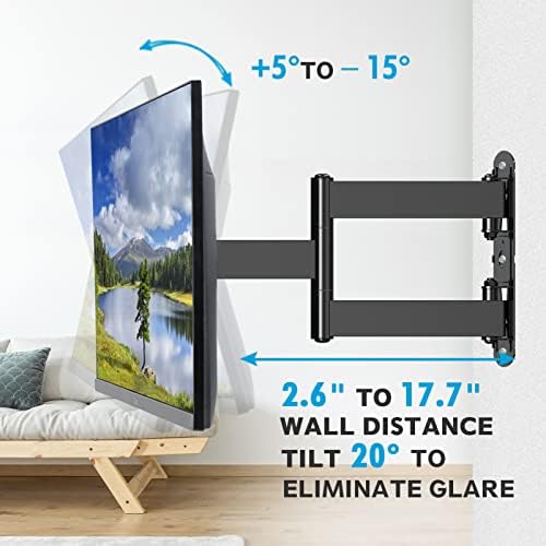 Mountup TV Montar o suporte de TV para a maioria das TVs de 26 a 55 polegadas, montagem de parede de TV de movimento completo com
