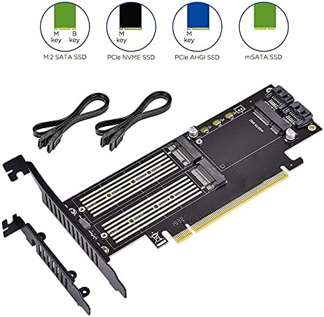 Conectores 3 em 1 M.2 e MSATA SSD Adaptador Card SSD para Adaptador PCIE, MSATA para adaptador SATA com dissipador de calor de alumínio para Windows OS -