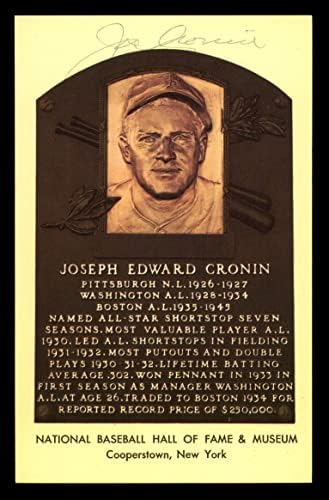 Joe Cronin autografou o Hall of Fame HOF PLAQUE PRONTAÇÃO BOSTON RED SOX SKU 213764 - assinaturas de corte da MLB