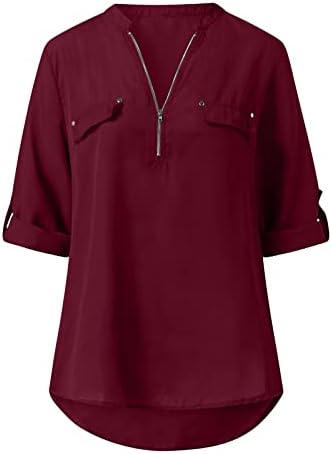 Blusa adolescente meninas curtas 1/2 manga 2023 chiffon de profundidade v brunch de pescoço de camisa de blusa lisada para mulheres GB