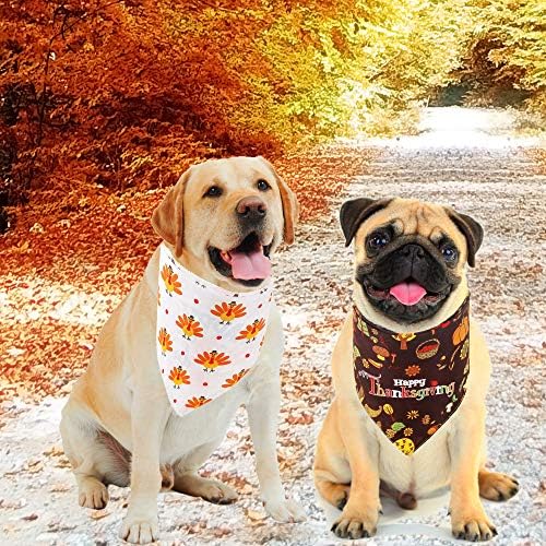 ADOGGYGO Ação de Graças Dog Bandana Fall Autumn Pet Bandana Reversível Triângulo Bibs Acessórios de cachecol para cães