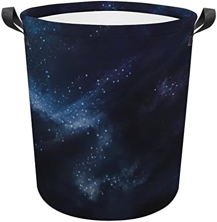 Estrelas espaciais lavanderia cesto de cesto, cesto de armazenamento com alças, cesta de armazenamento de tecidos para lixo, travesseiros, cobertores, roupas