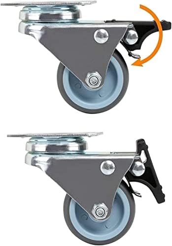 Rodas giratórias 4pcs rodas rodas de 2 polegadas giratórios de serviço pesado de 2 polegadas Rolo de borracha macia com freio para