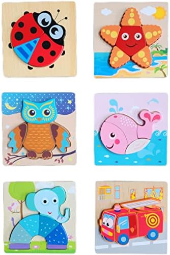 Toy e meninas e meninas e meninas e meninas de 3 anos, 6 Pack Animal Shape Montessori Toy para infantil, brinquedo