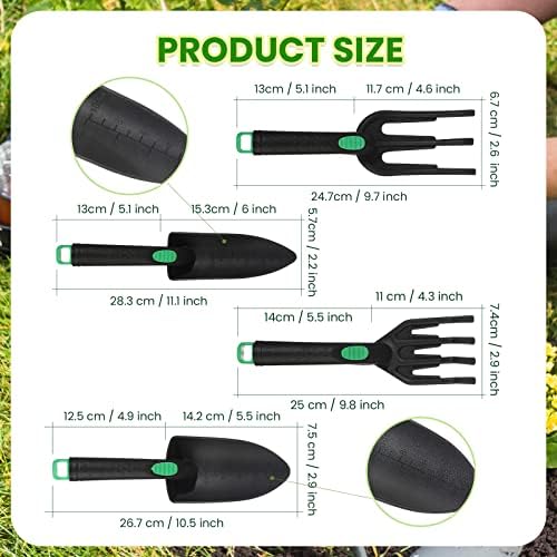 Conjunto de 4 ferramentas de jardinagem Mini Shovel/Trowel/Rake/Fork PP Ferramentas de Mão de Mão de Plástico Estabelecido por Nuomi para Flores Suculentas Transplantando, Plantando Presente para Crianças