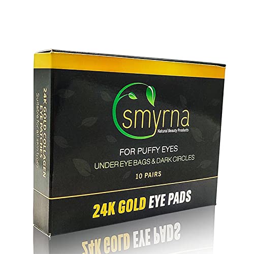 Smyrna 24K Nano Gold Colágeno Máscara para Máscara Olhos, sob remendos oculares, reparo e hidratar olhos inchados, círculos
