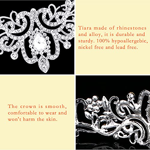 Cores de prata de coco coroas de tiara de cristal Princesa Rhinestone Crown with Combs Bride Head Bands Bridal Wedding Prom Party