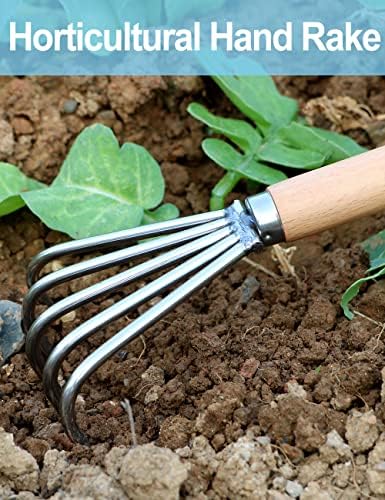 5 Tines jardim ancho de mão 14 Carra cultivadora pequena ferramenta de maconha de jardinagem japonesa manuseio de madeira