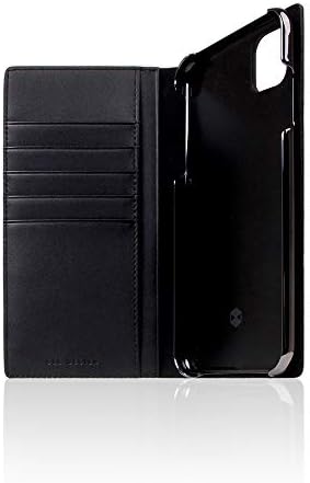 SLG iPhone 11 Pro Max Leather Cartlet Case, D+ Italian Carbon Leather Diary Flip Cover Card Slot com caixa de presente, feita
