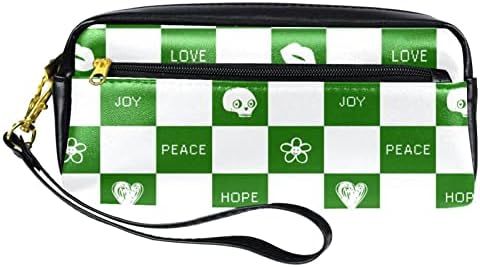 Caixa de lápis Guerotkr, bolsa de lápis, capa de caneta, bolsa de caneta, bolsa de lápis pequena, verifique a paz amor alegria esperança coração verde