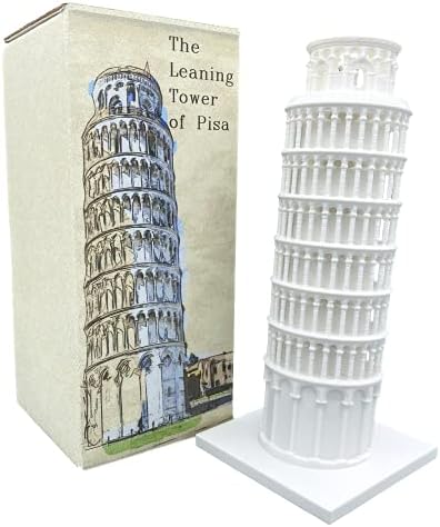 Torre mageroey inclinada de pisa, decoração de peça central estatueta, plástico impresso em 3D, 3D, branco, feito nos EUA