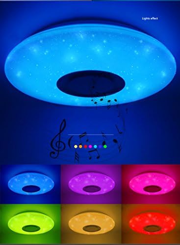 Luz de teto de música LED com alto-falante Bluetooth App multi-funcional 36W D-50cm, luminárias modernas atualizadas com mudança