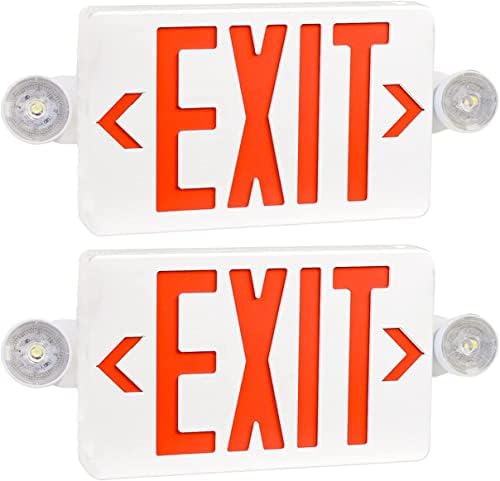 2 pacote de saída de saída de LED vermelho com luzes de emergência, duas luzes de emergência ajustáveis ​​de cabeça de LED