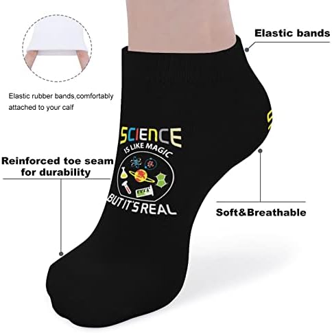 Ciência como magia 5 pares meias de tornozelo de baixo corte de meias leves leves de meias de tripulação sem shows para atléticos