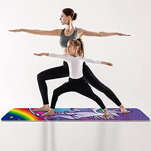 Sdlkfreli 6mm de tapete de ioga extra grosso, esqui engraçado de unicórnio no arco-íris estampestres e ecologicamente