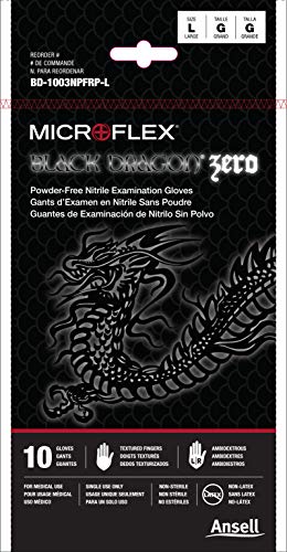 Microflex Black Dragon Latex luvas - descartável, grau de exame, preto, tamanho pequeno