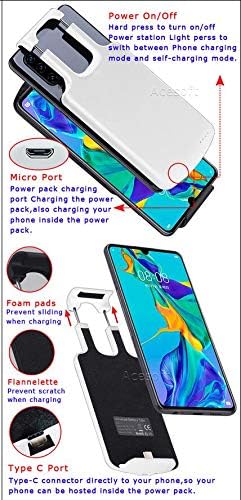 Caixa de bateria de tamanho ajustável, estojo de carregador de bateria portátil de 5000mAh, capa de capa de carregamento recarregável para LG G7 Thinq