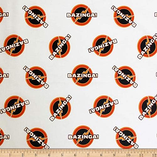 Tecidos Camelot The Big Bang Theory Bazinga em Fabric, White, Fabric By the Yard