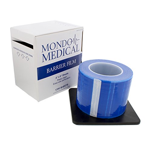 Mondo Medical Universal 4x6in Skin Barreer Film Tattoo Tape Roll 1200 Sheets - sem corda Blue Dispenser Dispenser Box