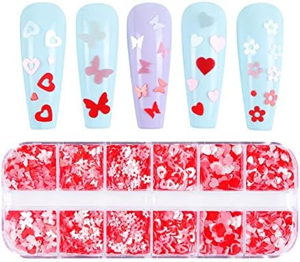 1 caixa de belos encanta de unhas Aplicar as unhas Mini decorativas de manicure de cor de coração decorativo - adesivos de manicure