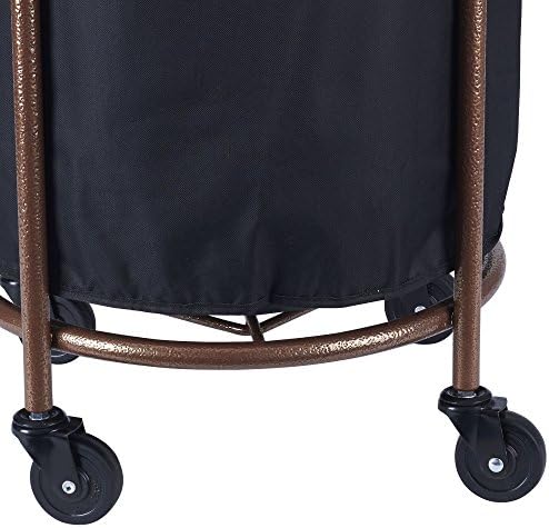 Itens essenciais domésticos redondo cesto de lavanderia com rodas, cobre, preto