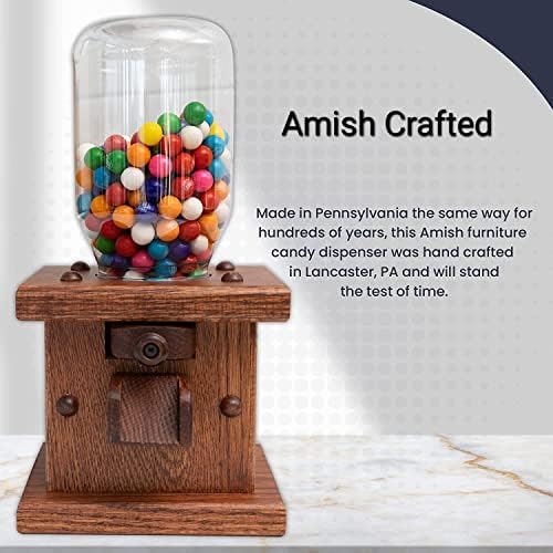 Distribuidor de doces de madeira amish - amish - recipientes artesanais e armazenados para gomosas ou de amendoim