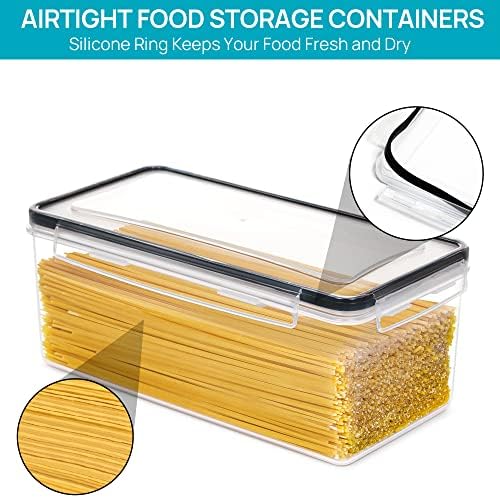 VtopMart Airtight Food Storage recipientes com tampas de 2pcs Conjunto 3.2L, contêiner de espaguete plástico para organizador de massas,
