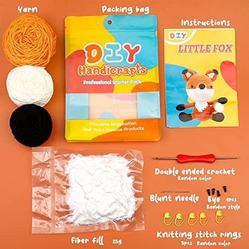 Kit de crochê de 2 pacote para iniciantes, kit de crochê de bricolagem para iniciantes, pacote de partida de animal fofo com