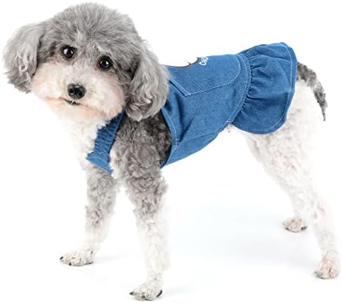 Vestidos de cachorro de jeans zunea para cães pequenos garotas de pupção de filhote de filhote de filhote com coleira anel de