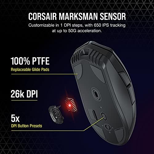 Corsair Saber RGB Pro Wireless Champion Series, Ultra-Lightweight FPS/MOBA Wireless Gaming Mouse, Black