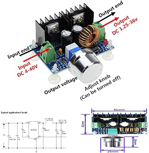 2 pacote dc-dc buck conversor regulador de tensão 4v-40v a 1,2-36v 8a módulo de potência ajustável de etapa 200w xl4016