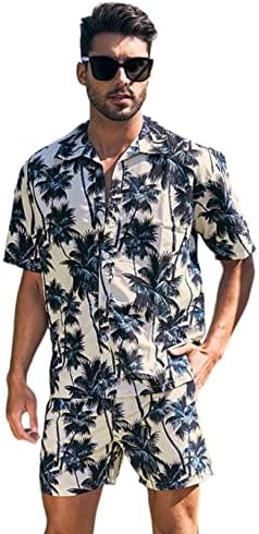 Camisas e shorts havaianos da honeystore definir 2 peças Tropical Roupet Button Down Beach Suit de praia
