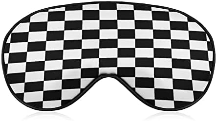 Marcada de xadrez preto máscara de venda de blindagem com tampa de tampa da tonalidade da sombra adormecida com uma tira ajustável com gráfico engraçado para homens de um tamanho de um tamanho