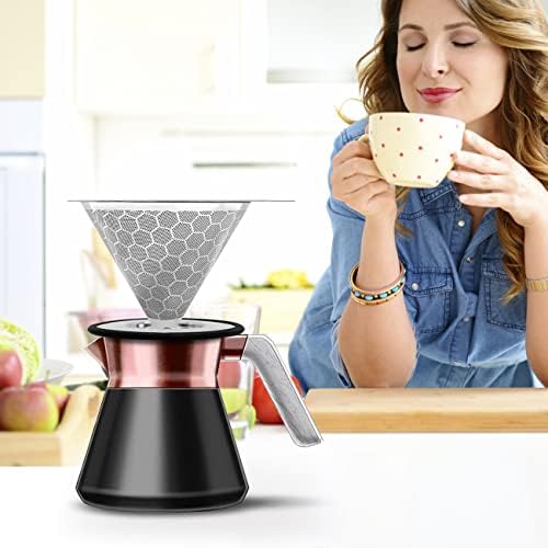 Despeje sobre o gotejador de café com gotejamento lento de café filtro de metal cone de papel sem papel filtro de