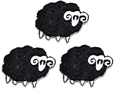 UMama Patch Conjunto de 3 mini bordado de ovelha preto Patch de bordado de ovelha