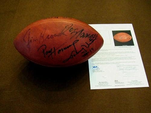 Johnny Unitas Jim Brown Staubach Namath Hof Assinado Auto Rozelle Football JSA - Bolsas de futebol autografadas