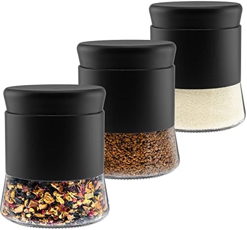Conjunto de recipientes de café de chá de açúcar de gadgetwiz, vasilhas pretas para cozinha, jarro de boticário de