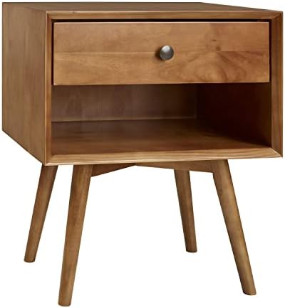 Walker Edison meados do século Modern Wood Nightstand Table Side Bedroom Storage e mesa de cabeceira de cabeceira, 1 gaveta,