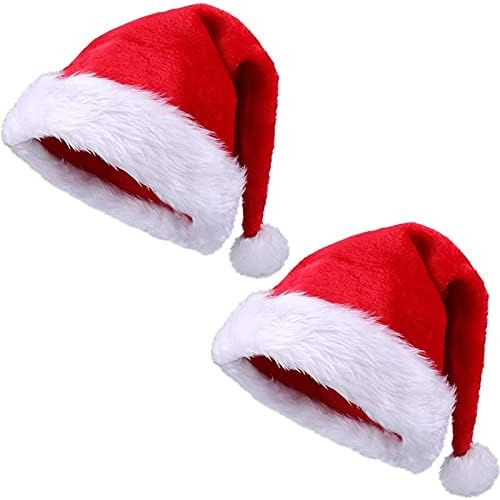 Haodestart 2 Pacote de pelúcia de Papai Noel, Chapéu de Natal Classic Unissex com Liner Comfort, Velvet Christmas