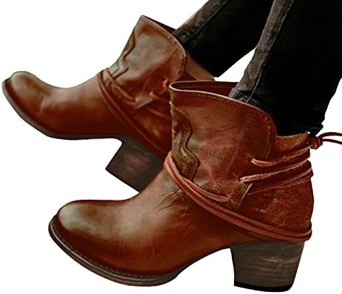 Botas de tornozelo para mulheres de leewos para trabalho de dedo da praça de dedo da praça boêmia Botas de cor pura de cor do outono de boot de dança de bota de bota de inverno