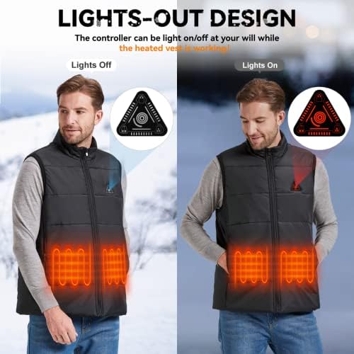Colete aquecido de Kovnlo para homens, 8 zonas de aquecimento, design de luzes, jaqueta de aquecimento masculina leve