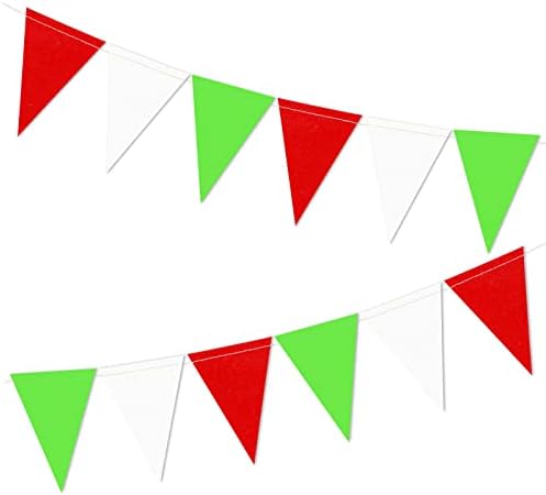 Red White Green Grinch -Christmas Decorações - 2pack Paper Bunting Banner Bands Bandeiras Triângulo Decorações de festa de Natal para casa em casa