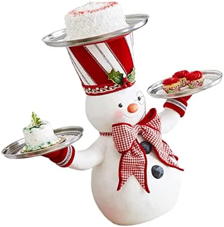 Christmas Snowman trata a resina resina boneco de neve figura lanches Butler de retenção da bandeja